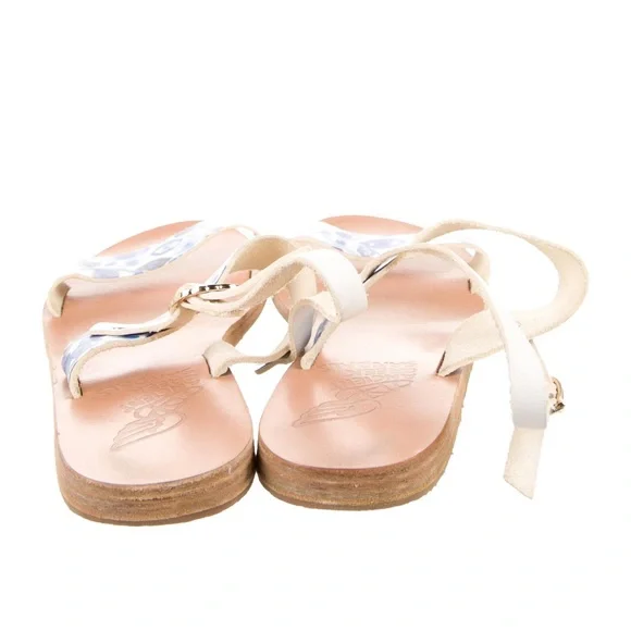 ANCIENT GREEK SANDALS Blue White Evil Eye Leather Strappy Flats Size 6 EU 36 🧿 - Picture 3 of 5